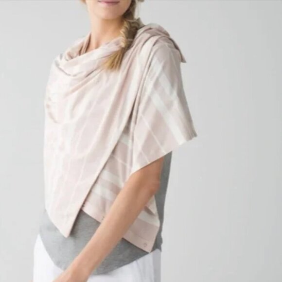 LULULEMON Vinyasa Scarf *Vitasea Beach Blanket Stripe Angel Wing Grain Pastel - Picture 2 of 10